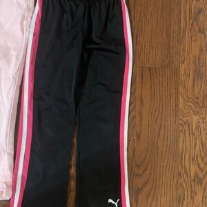 Puma Kids Black Joggers with Pink Accents